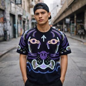 Kenzo WWF K-Tiger Graphic Tee Relaxed Fit Black Neon Size Large